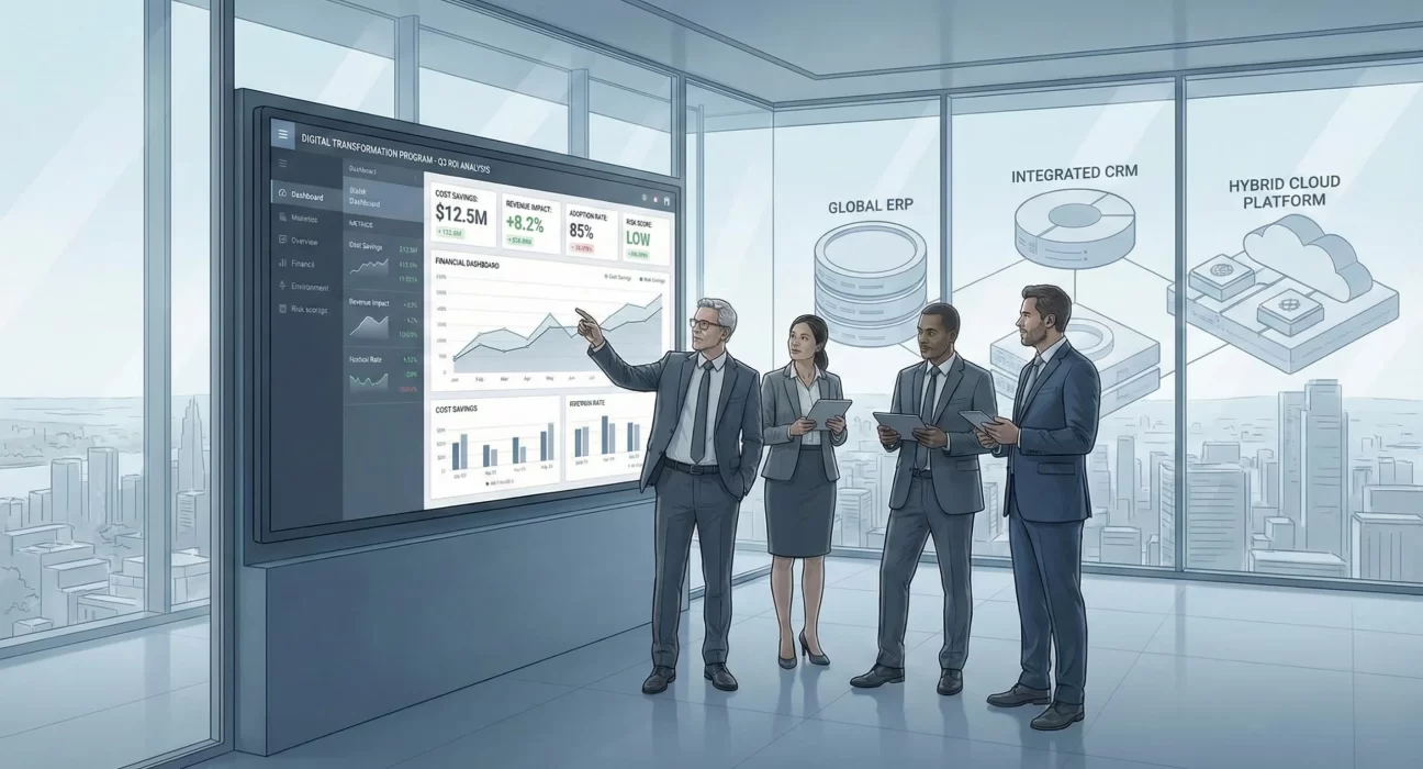 CFO measuring ROI in large enterprise digital transformation programs