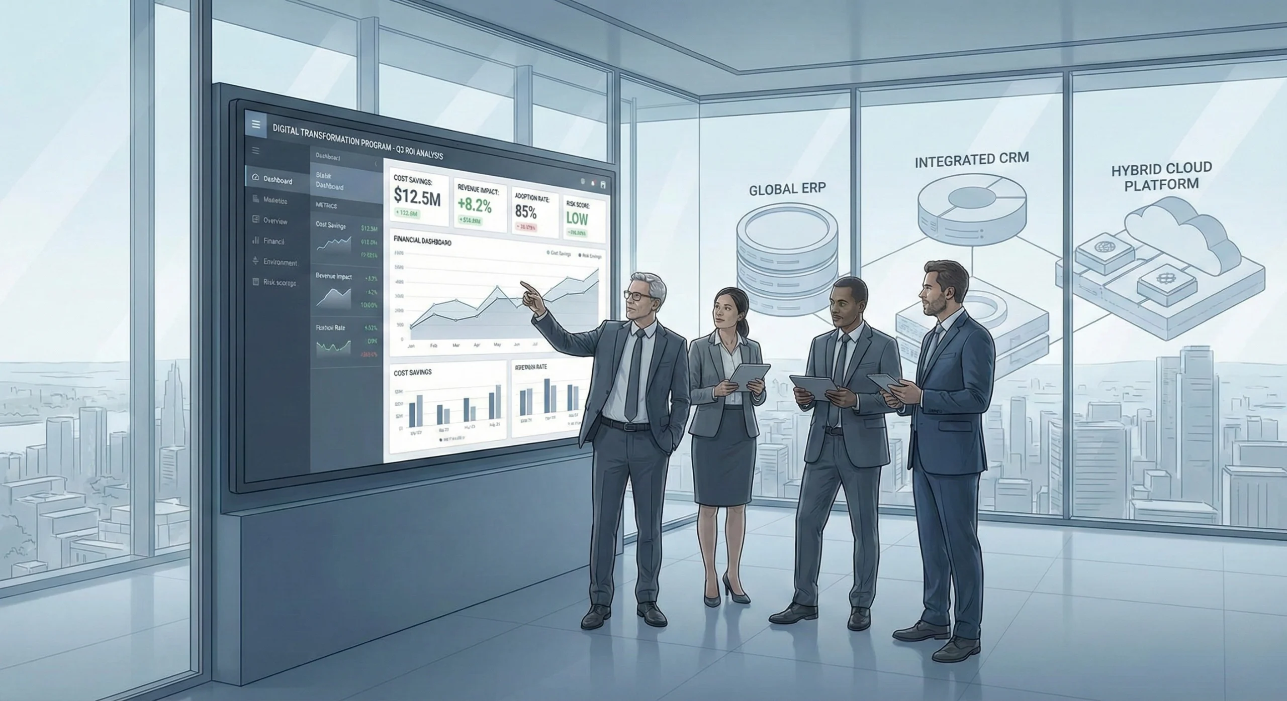 CFO measuring ROI in large enterprise digital transformation programs